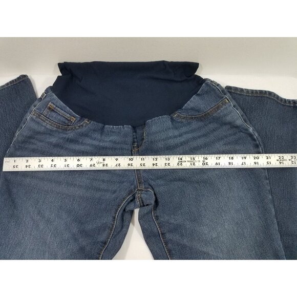 Indigo Blue Straight Leg Maternity Jeans Sz M Medium Wash Full Panel - Picture 4 of 9